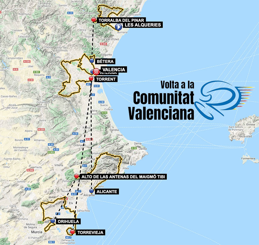 Recorrido de la Volta a la Comunitat Valenciana 2022