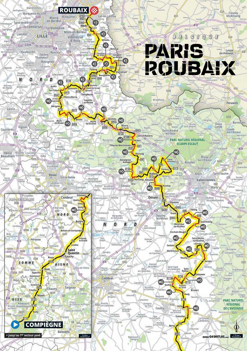 Paris-Roubaix 2022 - Recorrido