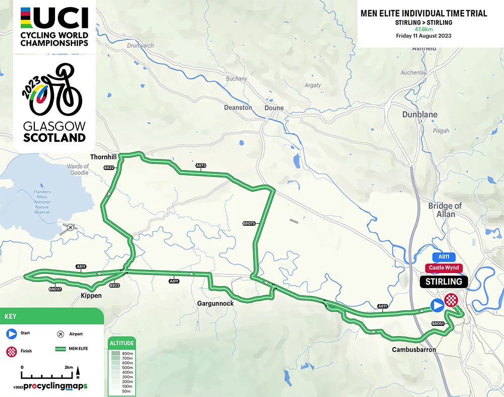 Campeonato Mundial de Ciclismo UCI 2023 (Contrarreloj) Recorrido